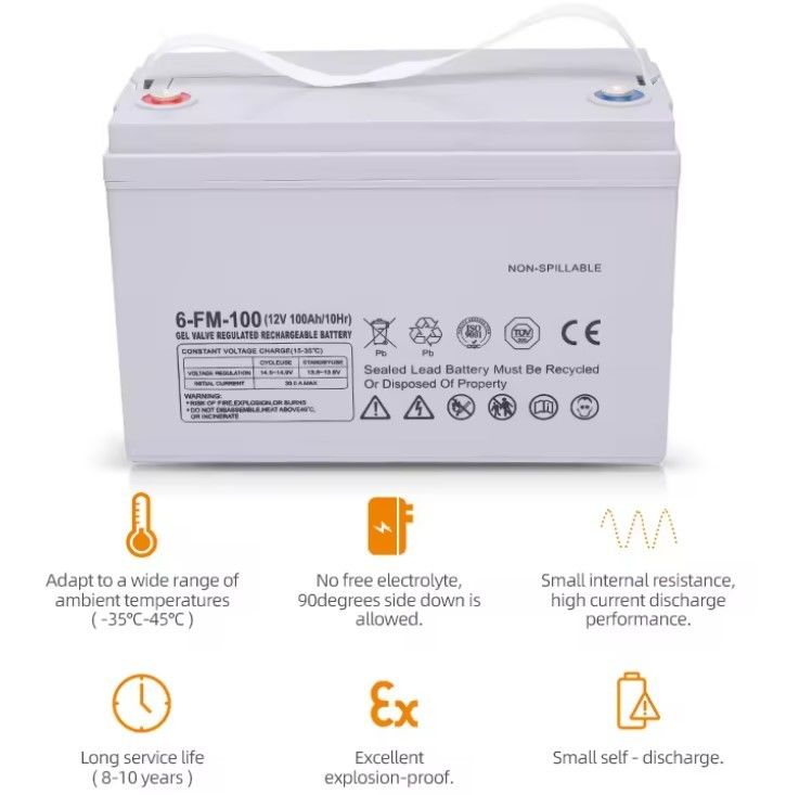دریچه چرخه عمیق تنظیم قابل شارژ مجدد 65ah 75ah 85ah 100ah 150ah 200ah 12 ولت 12v ژل خورشیدی بسته باتری اسید سرب